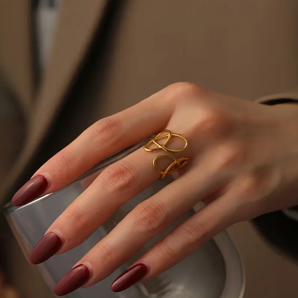 Qiva™ Geometric Adjustable Ring - 18K Gold Plated, Titanium Steel, Vintage Style, Perfect Holiday Gift for Women