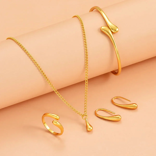 Teardrop Jewelry Set (4 PCS) - Necklace, Earrings, Bracelet, Ring - QİVA™