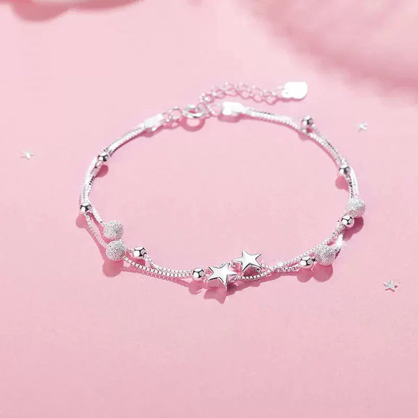 925 Sterling Silver Double Layer Star Bracelet - QİVA™